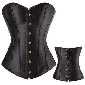 Bustier Lace up Boned Top Corset Waist Shaper (Option: L-Black)