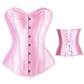 Bustier Lace up Boned Top Corset Waist Shaper (Option: S-Pink)