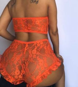 Slim lace bandeau set (Option: Orange-M)