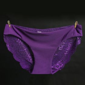 Lace ladies low waist briefs (Option: Aristocratic Purple-XXL)