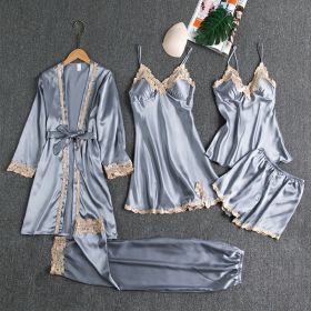 Women's Summer Ice Silk Pajamas With Chest Pad (Option: Sky Blue B-XS)