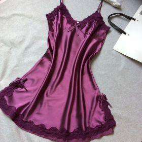 silk sling pajamas (Option: Dark purple-XXL)