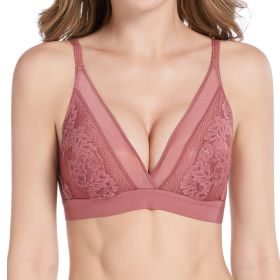 French Triangle Cup Bra Sexy Lace Ultra-thin Bra (Option: Red-40 90BC)